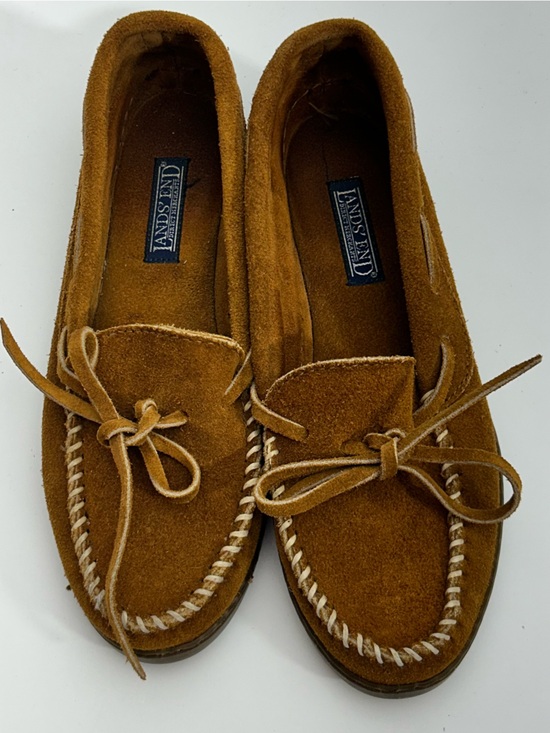 Lands' End Shoes - Lands' End Women's Suede Moccasin Slippers in Chestnut Brown Size 7.5